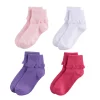 Girls Elli by Capelli 4-Pack Scalloped Ankle Socks -Bonnie Jean Sales 3038918 Pink Combo