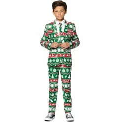 Boys 4-16 Suitmeister Green Nordic Christmas Suit