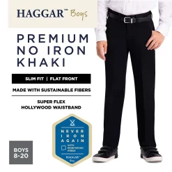 Boys 8-20 Haggar® Premium No-Iron Slim-Fit Khaki Pants -Bonnie Jean Sales 3916888 ALT99