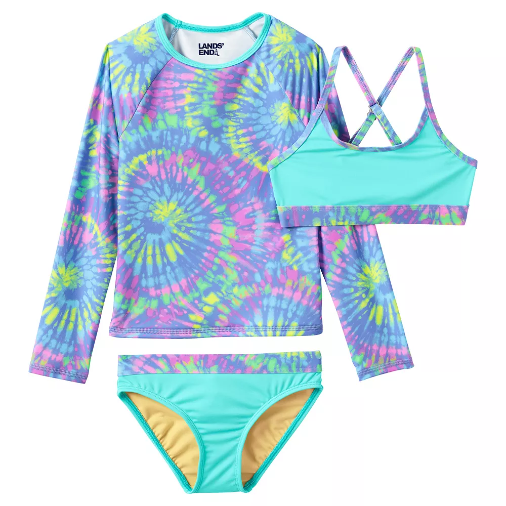 Girls Lands' End Rash Guard Top, Bikini Top & Bikini Bottoms Set 7 Girls Lands' End Rash Guard Top, Bikini Top & Bikini Bottoms Set - Image 5