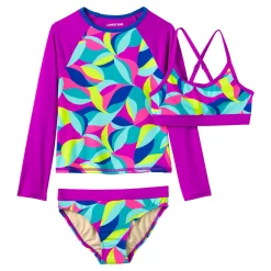 Girls Lands' End Rash Guard Top, Bikini Top & Bikini Bottoms Set 24 Girls Lands' End Rash Guard Top, Bikini Top & Bikini Bottoms Set -Bonnie Jean Sales 4587345 Fun Leaf Print