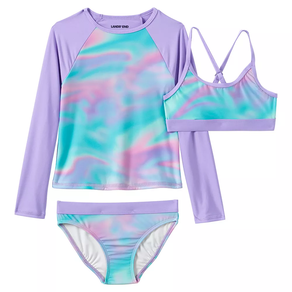 Girls Lands' End Rash Guard Top, Bikini Top & Bikini Bottoms Set 4 Girls Lands' End Rash Guard Top, Bikini Top & Bikini Bottoms Set - Image 2