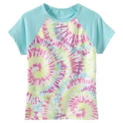 Girls 7-16 Lands' End Short Sleeve Rash Guard -Bonnie Jean Sales 4587346 Multi Burst Tie Dye