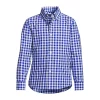 Boys 8-20 Lands' End Long Sleeve Buttondown Poplin Shirt -Bonnie Jean Sales 4869938 Rich Sapphire Check