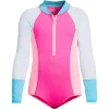 Girls 4-16 Lands' End Long Sleeve Half Zip One-Piece Swimsuit -Bonnie Jean Sales 4952504 Pink Colorblock