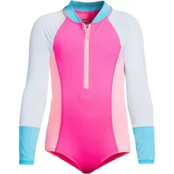 Girls 4-16 Lands' End Long Sleeve Half Zip One-Piece Swimsuit