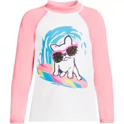 Girls 7-16 Lands' End Long Sleeve Sequin Graphic Rash Guard