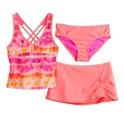 Girls 4-16 ZeroXposur Helix Tankini, Briefs & Skirt Swim Set