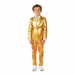 Boys 2-8 OppoSuits Groovy Gold Metallic Party Jacket, Pants & Tie Suit Set
