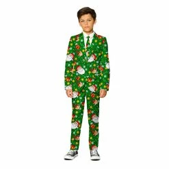Boys 4-16 Suitmeister Santa Elves Green Christmas Suit Jacket, Pants & Tie Set