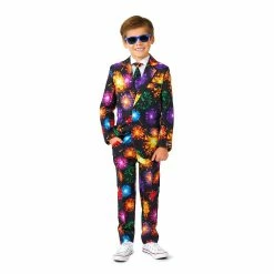Boys 4-16 Suitmeister Fireworks Black New Year's Party Jacket, Pants & Tie Suit Set