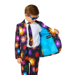 Boys 4-16 Suitmeister Fireworks Black New Year's Party Jacket, Pants & Tie Suit Set -Bonnie Jean Sales 5265844 ALT2