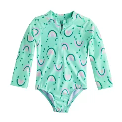 Toddler Girl Jumping Beans® Printed One-Piece Long Sleeve Swimsuit