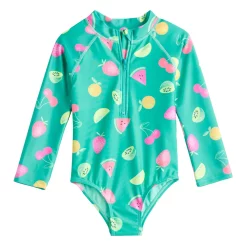 Toddler Girl Jumping Beans® Printed One-Piece Long Sleeve Swimsuit -Bonnie Jean Sales 5356226 Mint Fruit
