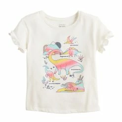 Toddler Girl Jumping Beans® Ruffle Sleeve Tee -Bonnie Jean Sales 5582721 Dinosaur Ivory