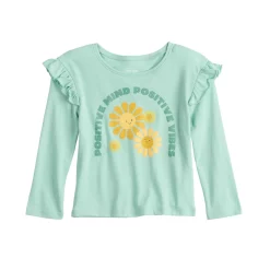 Toddler Girl Jumping Beans® Ruffle Shoulder Long Sleeve Tee -Bonnie Jean Sales 5582722 Positive Green