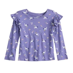 Toddler Girl Jumping Beans® Ruffle Shoulder Long Sleeve Tee -Bonnie Jean Sales 5582722 Unicorn Purple