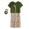 Girls 7-16 Knit Works Cardigan & Dress Set with Scrunchies in Regular & Plus Size 2 Girls 7-16 Knit Works Cardigan & Dress Set with Scrunchies in Regular & Plus Size -Bonnie Jean Sales 5596914 Olive