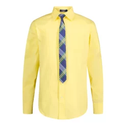 Boys 4-20 IZOD Stretch Solid Poplin Shirt & Tie Set -Bonnie Jean Sales 5601029 Light Yellow