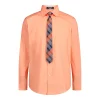 Boys 4-20 IZOD Stretch Solid Poplin Shirt & Tie Set -Bonnie Jean Sales 5601029 Peach Lily