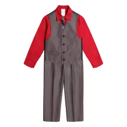 Boys 4-12 Van Heusen Shirt, Vest & Pants Set -Bonnie Jean Sales 5663892 Red Gray