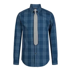 Boys 8-20 Van Heusen Button-Up Shirt & Tie Set -Bonnie Jean Sales 5663893 Poseidon Plaid