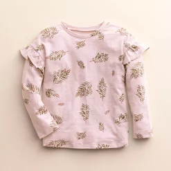Baby & Toddler Little Co. by Lauren Conrad Organic Long-Sleeve Ruffle Tee -Bonnie Jean Sales 5687880 Icy Mauve Pine Branch