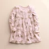 Girls 4-8 Little Co. by Lauren Conrad Organic Long-Sleeve Tiered Dress -Bonnie Jean Sales 5696548 Icy Mauve Pine Branch