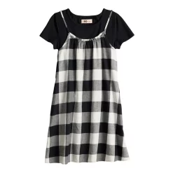 Girls 6-20 SO® Tank Dress & Tee Set in Regular & Plus Size -Bonnie Jean Sales 5716938 Black Plaid