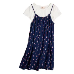 Girls 6-20 SO® Tank Dress & Tee Set in Regular & Plus Size -Bonnie Jean Sales 5716938 Navy Ditsy Floal