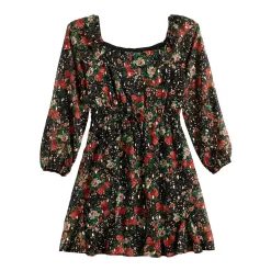 Girls 7-16 Three Pink Hearts Foil Chiffon Dress