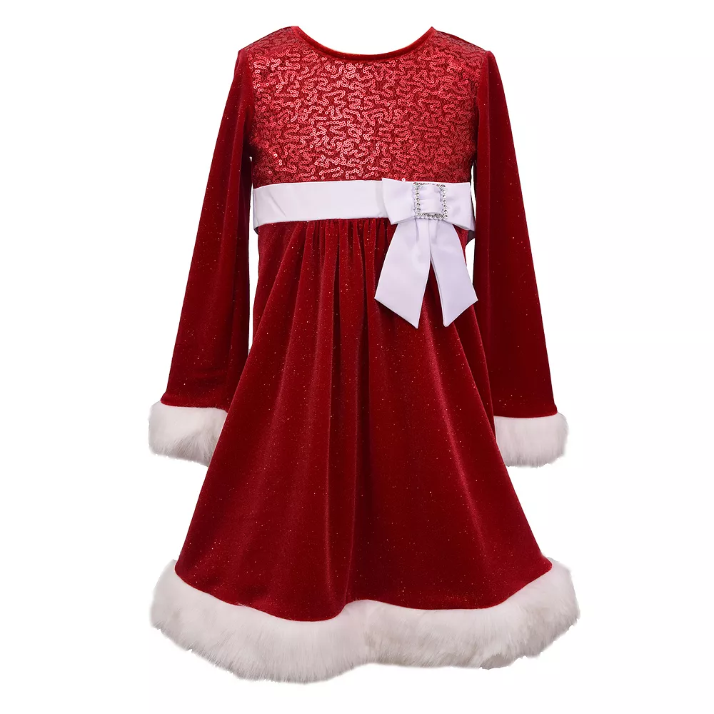 Girls 7-20 Bonnie Jean Sparkle & Velvet Faux Fur Trim Holiday Dress in Regular & Plus 3 Girls 7-20 Bonnie Jean Sparkle & Velvet Faux Fur Trim Holiday Dress in Regular & Plus