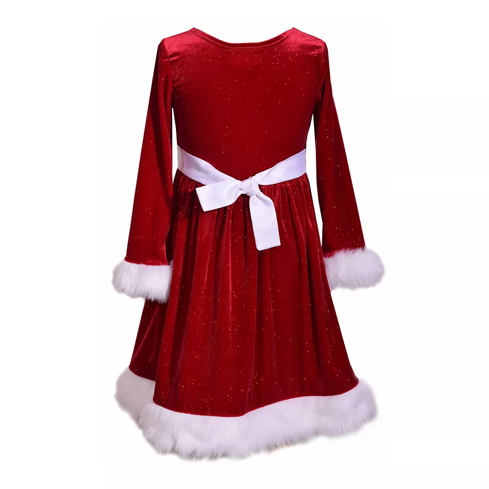 Girls 7-20 Bonnie Jean Sparkle & Velvet Faux Fur Trim Holiday Dress in Regular & Plus 4 Girls 7-20 Bonnie Jean Sparkle & Velvet Faux Fur Trim Holiday Dress in Regular & Plus - Image 2
