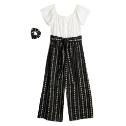 Girls 7-20 Knit Works Paperbag Jumpsuit with Scrunchies in Regular & Plus Size