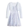 Girls 7-16 & Plus Knit Works Shirred Lace Trim Dress & Cardigan Set -Bonnie Jean Sales 5901623