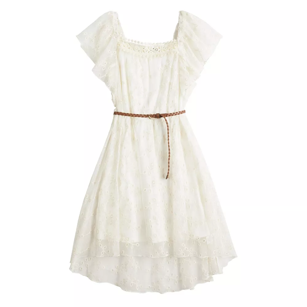 Girls 7-16 & Plus Size Knit Works Lace Ruffled Dress with Belt 3 Girls 7-16 & Plus Size Knit Works Lace Ruffled Dress with Belt