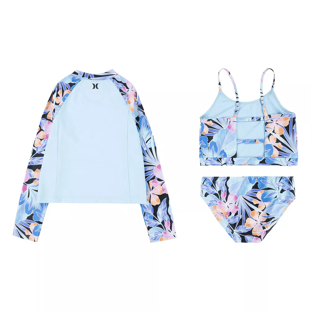 Girls 7-16 Hurley Rashguard, Top & Bottoms Swimsuit Set 4 Girls 7-16 Hurley Rashguard, Top & Bottoms Swimsuit Set - Image 2
